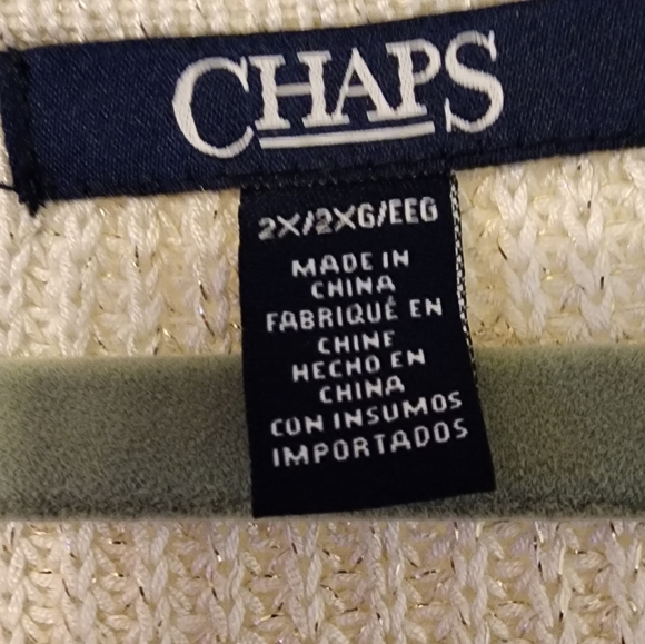 CHAPS 2X Ivory Sweater with Metallic Threads woven through. - Picture 2 of 4
